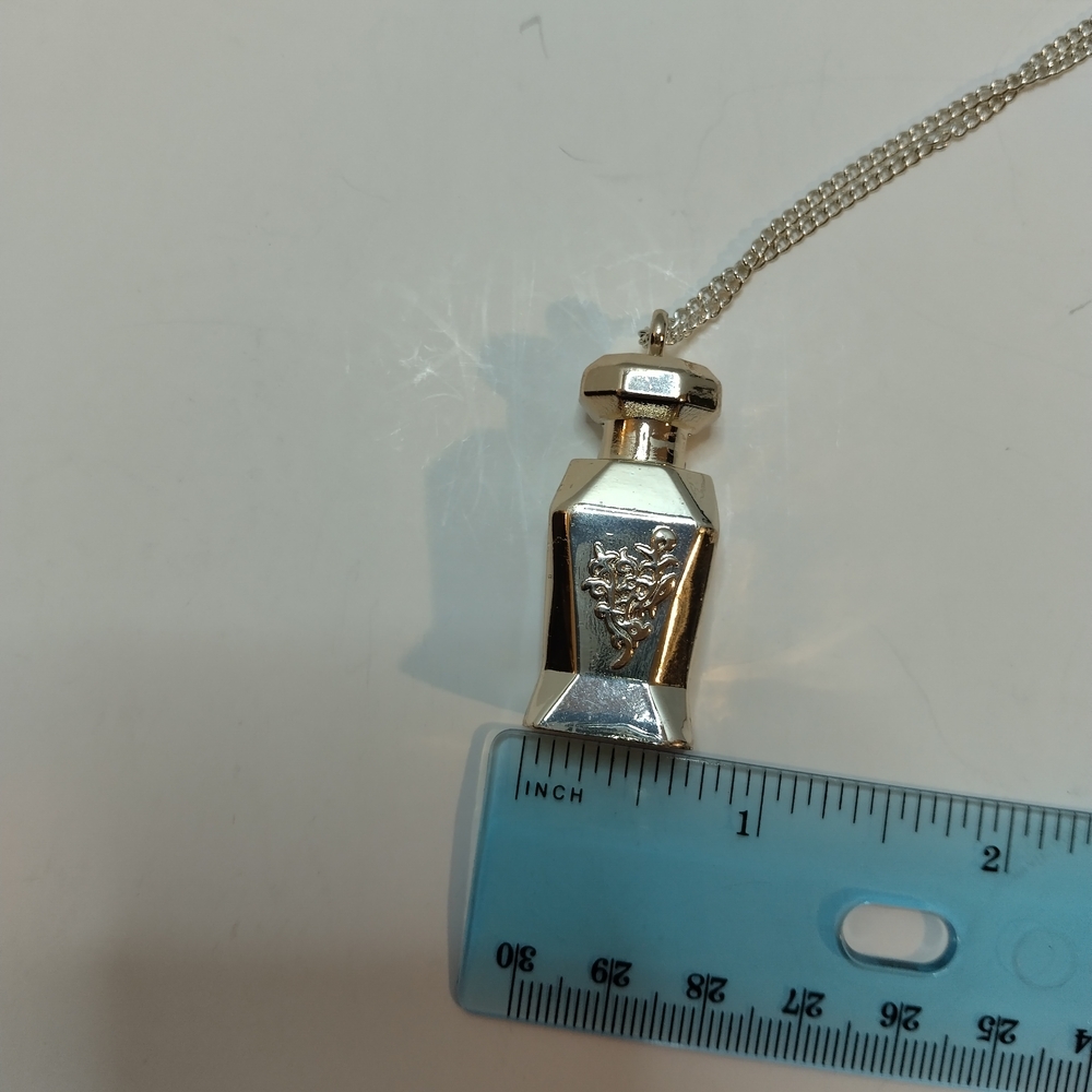 New Younique Brand Silver Vintage-Inspired Perfume Bottle Necklace - Very Heavy - Picture 10 of 12